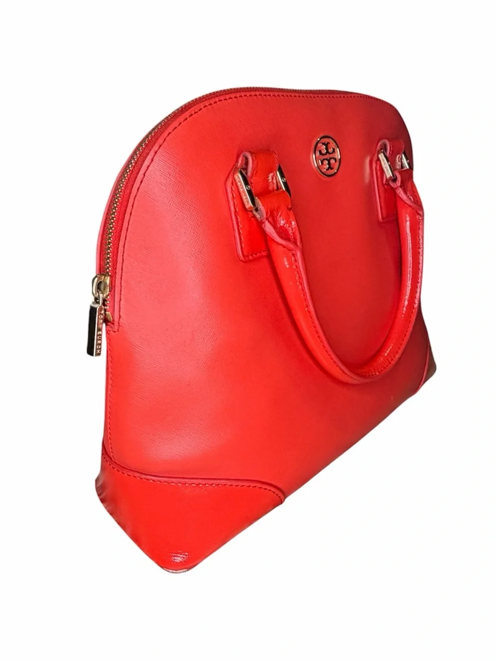 Tory Burch Robinson Dome Red Patent Leather Satchel